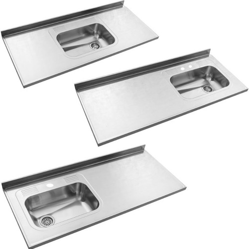 Imagen 3 de 3 de Mesada Johnson Bacha Simple Acero Inoxidable 120x 61 Derecha