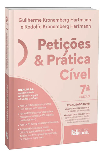 Petições & Prática Cível, De Rodolfo Kronemberg Hartmann E Guilherme Kronemberg Hartmann., Vol. 1. Editorial Rideel, Capa Mole, 7ª Edição Em Português, 2025