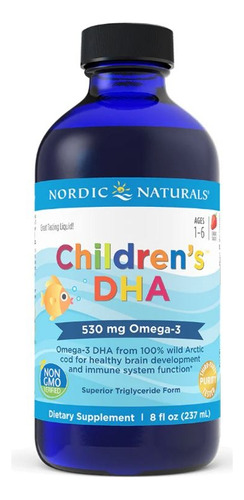 Omega 3 Liquida Para Niños 530 Mg Con Epa Y Dha 237ml Nordic Sabor Fresa