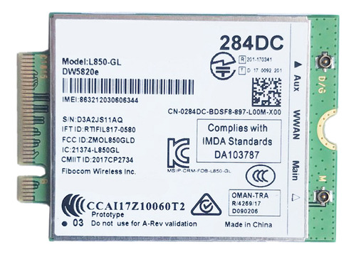 Y Módulo De Tarjeta Dw5820e L850-gl Lte 4g 0284dc 284dc