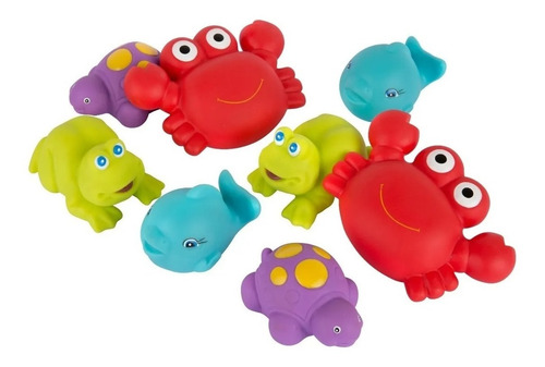 Muñecos De Goma X8 P/ Baño Bebe Agua Floating Sea Playgro Ed