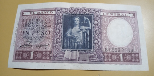 Antiguo Billete 1$  Moneda Nacional - Serie A - Buen Estado