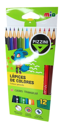 Imagen 1 de 6 de Lápices De Colores Pizzini Mío Triangular Por 12 Unidades