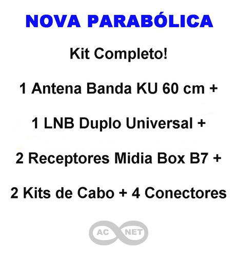 Antena Parabólica 60 Cm Banda Ku Com 2 Aparelhos Century B5