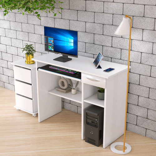 Escrivaninha Shirley Base De Teclado E Gaveta Casa Home Off