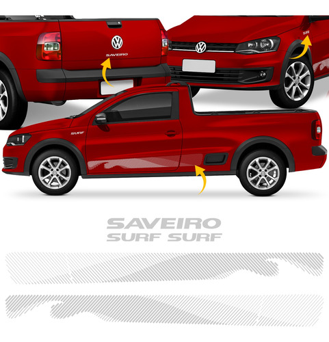 Kit Adesivo Faixa Lateral Porta Vw Saveiro Surf G6 2015 2016