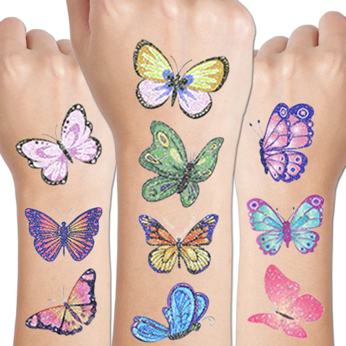 Charlent Tatuajes De Mariposa Con Purpurina Para Ninas, 110