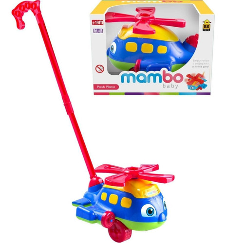 Brinquedo Bebê Infantil Avião De Empurrar Puxar Bs Toys