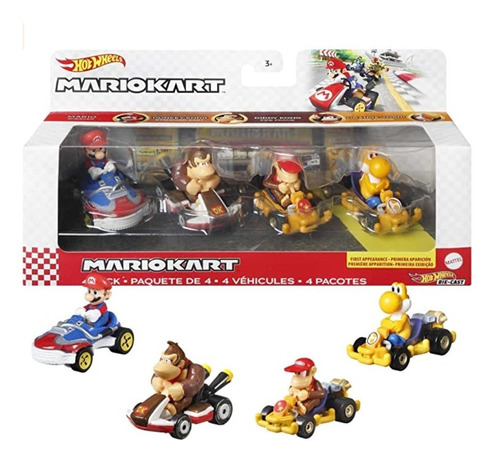 Pack 4 Mario Kart Edición 2022 Hot Wheels