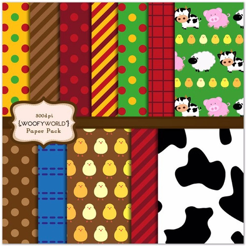 Kit Imprimible Pack Fondos Animalitos Granja Clipart Cod8