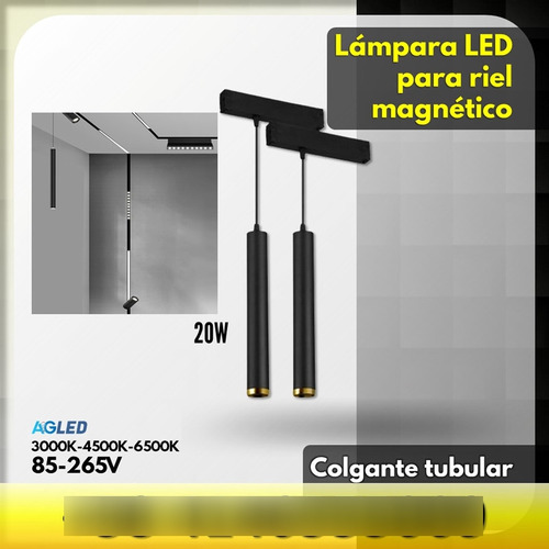 Lampara Led Riel Magn 20w Ng 6000k 85-265v Colgante Tubular