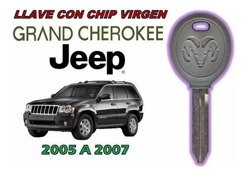 05-07 Jeep Grand Cherokee Llave Con Chip Virgen Logo Carnero