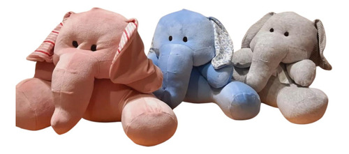 Peluche Elefante Grande Rosa Celeste Gris Orejas C/ Motivo