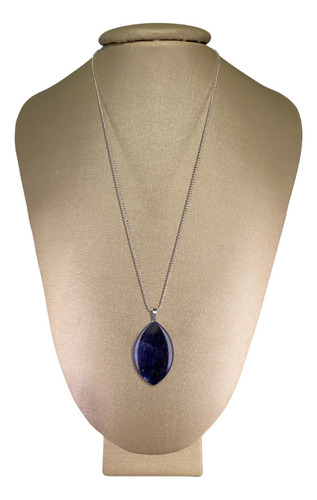 Colar Prata 925 Diamantado Sodalita Oval - P. Vecchio Joias