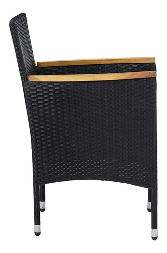 Sillas De Comedor De Jardín 2 Piezas Rattan Madera Negro