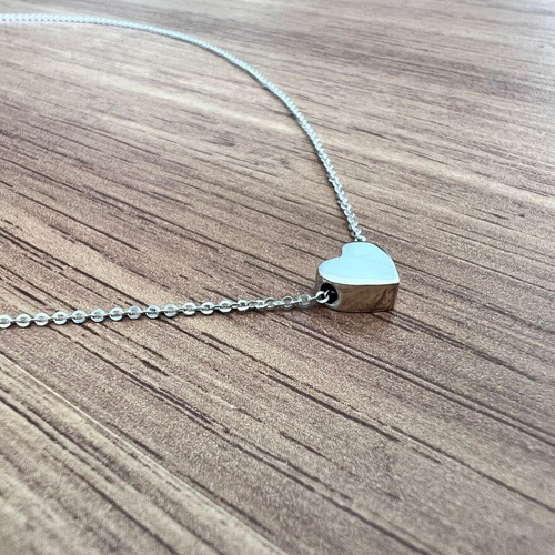 Imagen 4 de 10 de Collar Corazón Pasacadena De Plata .925 Agálea Joyería