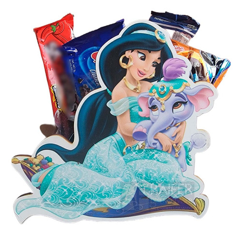 Dulcero Centro De Mesa Princesa Jazmín Aladdín 12 Pza 2caras