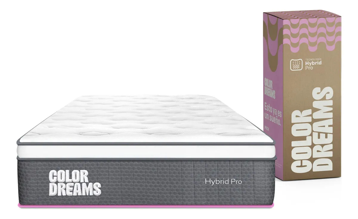 Colchón Individual Color Dreams Pro Hybrid 28 cm | Híbrido pocket coil + memory foam con Eurotop | Firmeza media | Hipoalergénico y antiácaros | 100x190 cm | Colchones en caja