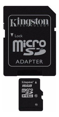 Memoria Micro Sd Kignston De 16gb Clase 10 + Adaptador