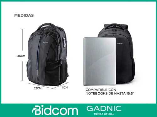 Mochila gadnic antirrobo impermeable para notebook 15.6 sales
