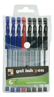Plumas De Gel Tipo Bic, Lapicero Con 8 Pza, Colores Varios