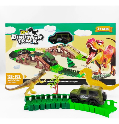 Pista De Auto Dinosaurio Flexible 139 Piezas Niños + 3 Años