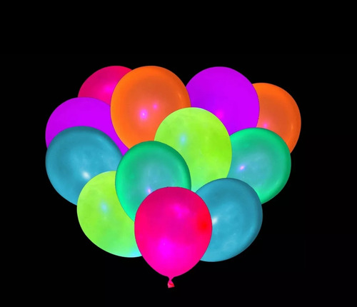 12 Globos Flúor - Neon De Latex 