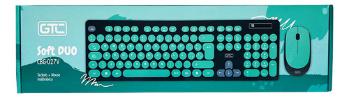 Kit Combo Teclado Y Mouse Inalambrico Gtc Cbg-027 Usb Optico Mouse Verde Claro Agua Teclado Verde Claro Agua