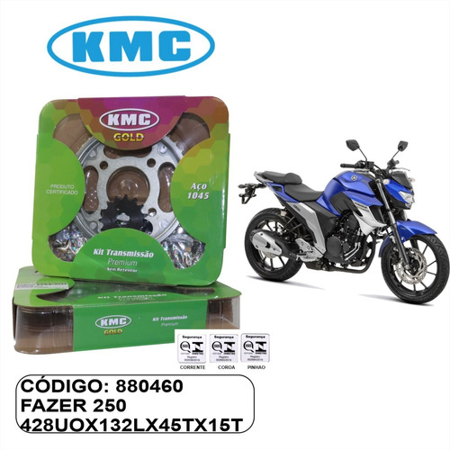 Kit Relação Kmc Transmissão Fazer 250 2006 A 2017 C/retentor