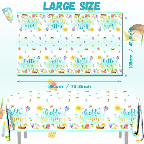 Pack 3 Manteles Veraniegos Hello Summer Desechables Para Fie