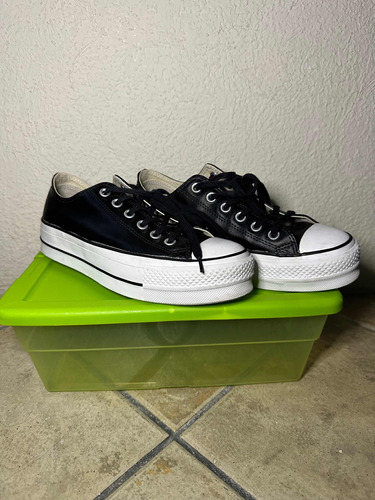 Converse Clásicos Negros, De Piel Y Plataforma 