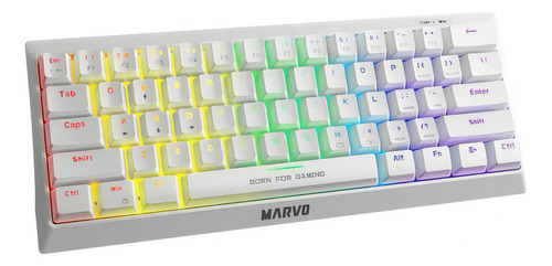 Mini Teclado Gamer Marvo Kg962 Mecánico 62 Teclas Usb 1.6m Color Del Teclado Blanco