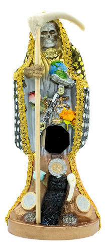 Santa Muerte Curada 3 Metales Vestida 15cm +libro Abundancia