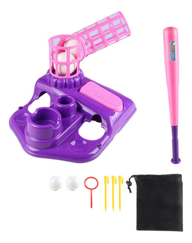 W Máquina Lanzadora Con 4 Pelotas Blandas Y Bate, Violeta