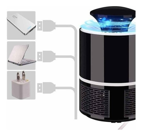 Lampara mata mosquito interiores tipo succión con trampa USB con luz color negro