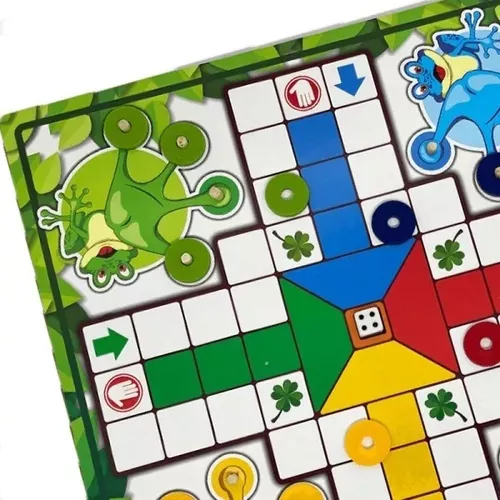 Jogo Ludo Tabuleiro Educativo Madeira MDF Clássico Sapinhos