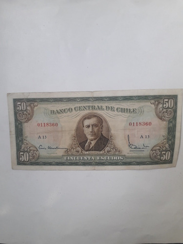 Billete Chile 50 Escudos Mackenna Ibáñez A13