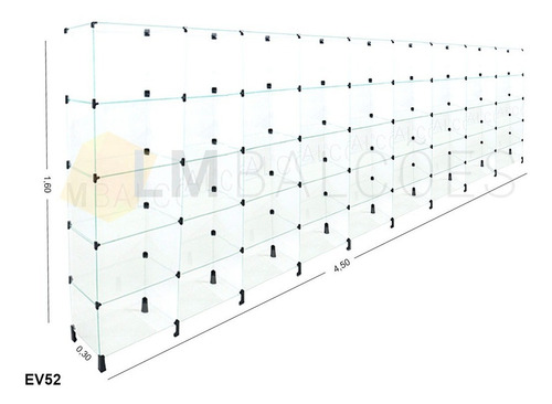 Estante De Vidro 4,50 X 1,60 X 0,30
