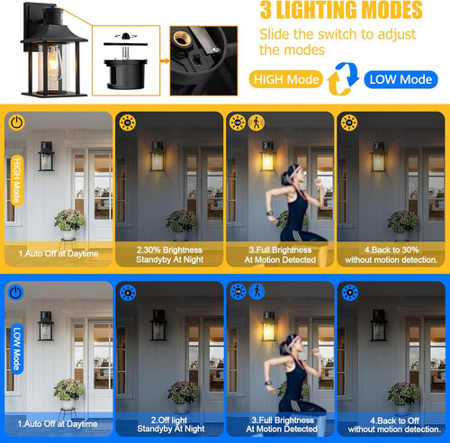 Luces Exteriores Con Sensor De Movimiento Para Pared Paquete