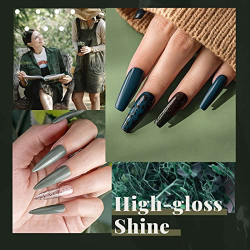 Set De Esmaltes Uñas De Gel 6 Tonos Verdes Azules Beetle