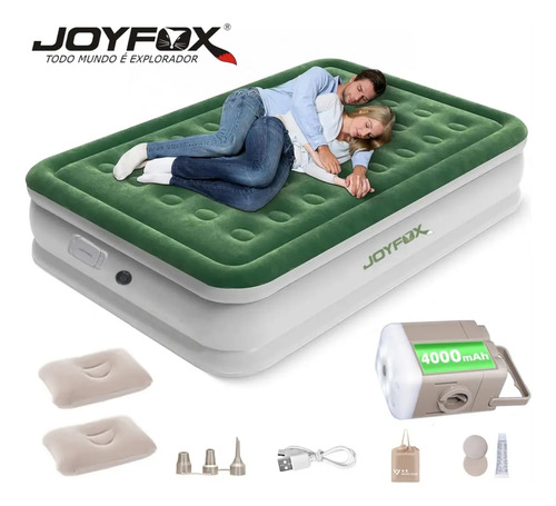 Colchão Inflável Queen Com Bomba Inflável Removível Dois Travesseiros Infláveis E Bolsa De Armazenamento 203*152*40cm Joyfox