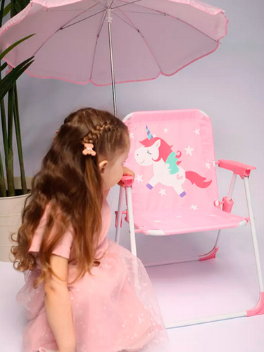1 Sillita Plegable Infantil Con Sombrilla Diseño Animalitos