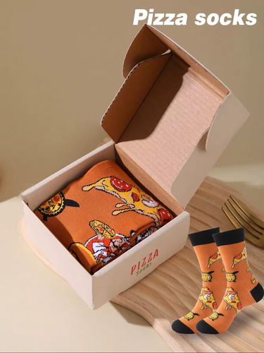 Calcetines Pizza Con Caja Calcetas Pizza Regalo Creativo