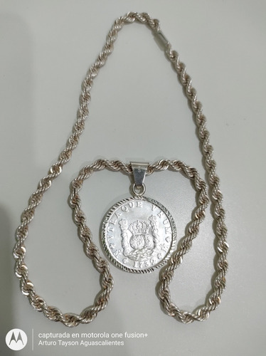 Cadena Torsal Dije Moneda Plata