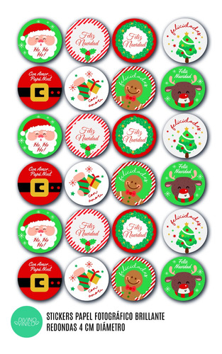 Stickers De Navidad Redondas X48u