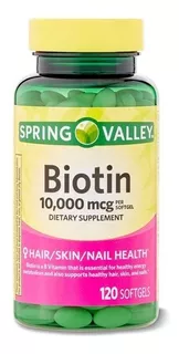 Biotina 10.000 Mcg Spring Valley 120 Softgels- Importada Eua