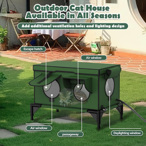 Casa Calentada Para Gatos Exteriores, Aislada Y Resistente,