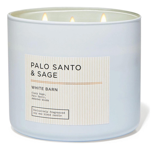 Vela Aromática De 14.5 Oz Bath And Body Works Beige Palo Santo And Sage Palo Santo And Sage