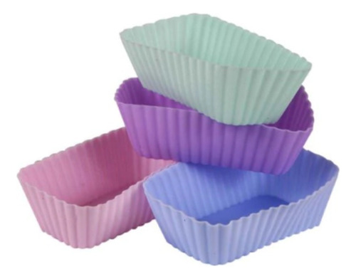 Molde Silicona Muffins Rectangular X6 Color Pastel-la Botica