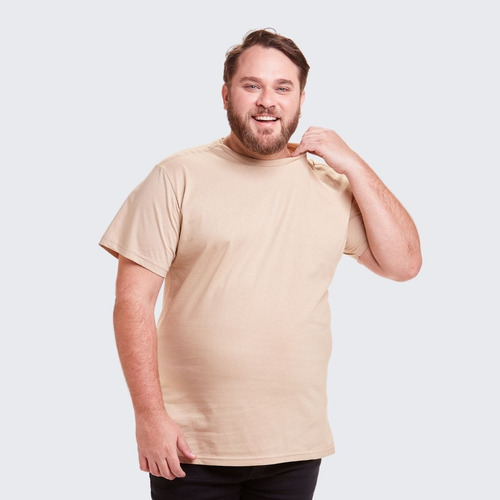 Camiseta Básica Masculina Plus Size Casual Algodão 